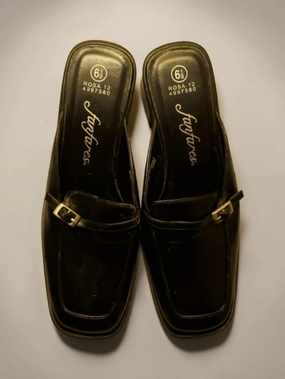 Fanfares Women's Blk Mules Sz 6 1/2 👠